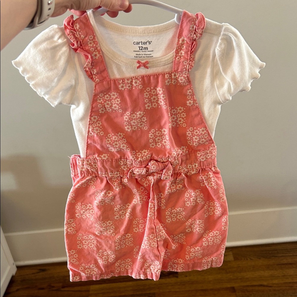 Carter's Coral Floral Overalls
